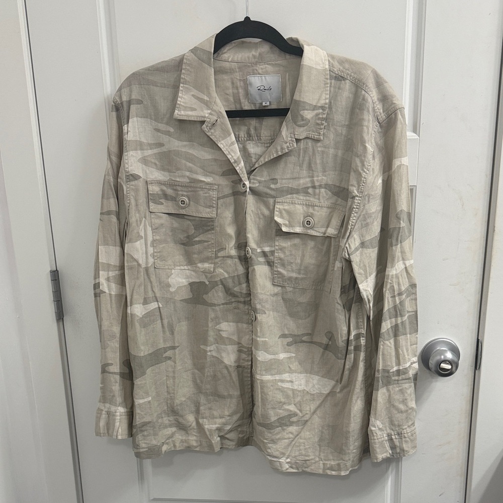 Rails Everett Desert Camouflage Button‎ Up Shirt Linen Blend Size Medium